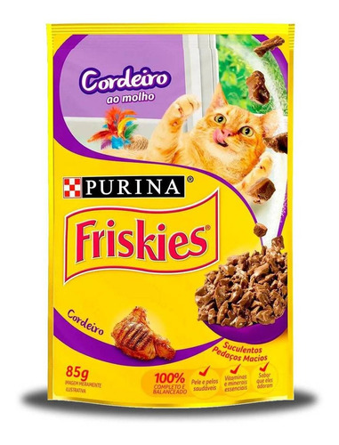 Alimento Friskies s para gato adulto sabor cordeiro ao molho em saco de 85g
