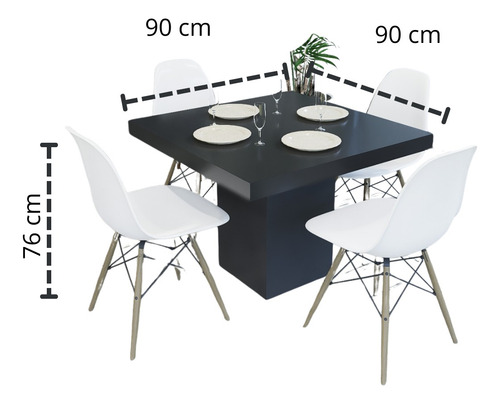 Mesa Comedor Desayunador Cocina Moderno Lujo Nativa 90x90 Bl Nogal Nogal