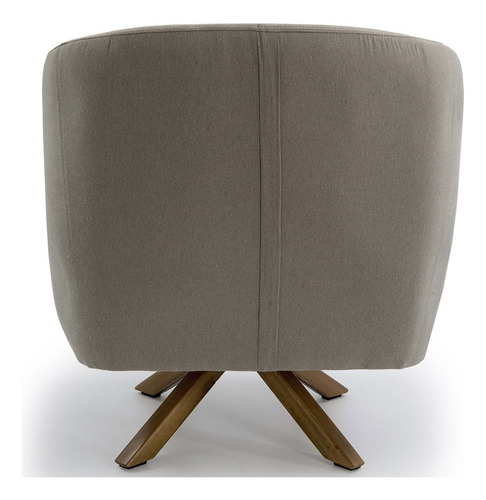 Sillón Tamara C-101 con base giratoria de madera de lino beige, diseño de tela lisa