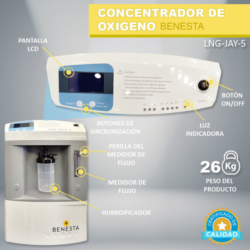 Concentrador De Oxigeno Longfian De Flujo Sencillo Modelo Ja