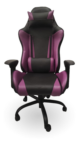 Silla de escritorio MRB DG gamer pro basic ergonómica  negra y violeta con tapizado de cuero sintético