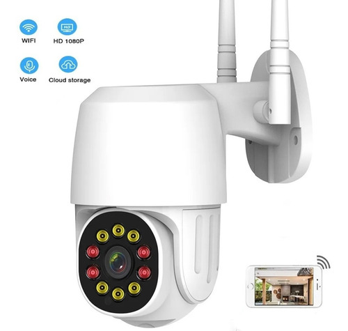 Imagen 1 de 7 de Ation Cámara De Seguridad Hd Wifi 10 Led 1080p Con Alarma