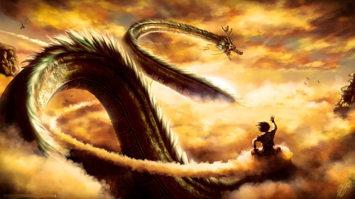 Poster Goku Shenlong Dragon Ball  Autoadhesivo 100x70cm#1902