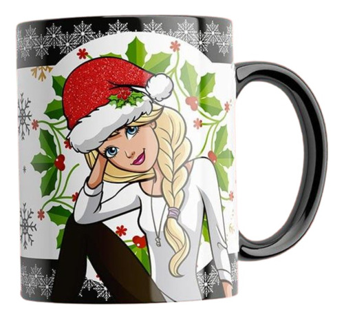 Taza Ceramica Blanca Importada Barbie Navidad