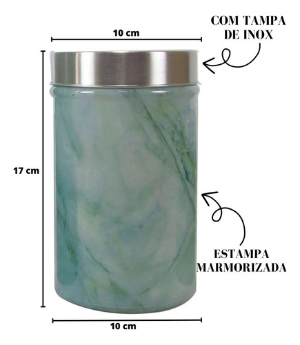 Pote Com Tampa De Vidro Estampa Marmorizado 900ml