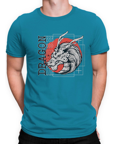 Playera Dragon Japonés Cuello U Para Hombre