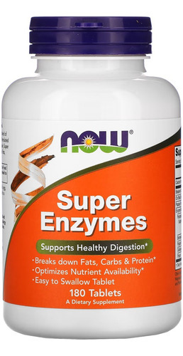 Super Enzimas Digestivas Now Foods 180 Tablets Sabor Sem sabor