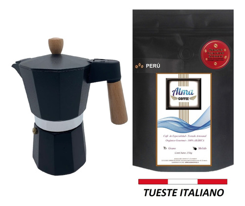 Cafetera Moka Italiana 6 Tazas + Café Especialidad Orgánico