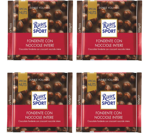Ritter Sport Barras De Chocolate Negro Con Avellanas Enteras