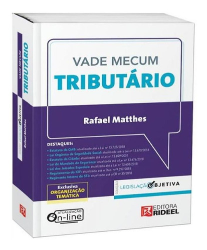 Vade Mecum Tributario - Legislacao Objetiva - Rideel, De Rafael Matthes. Editora Ed Rideel Ltda, Capa Mole Em Português