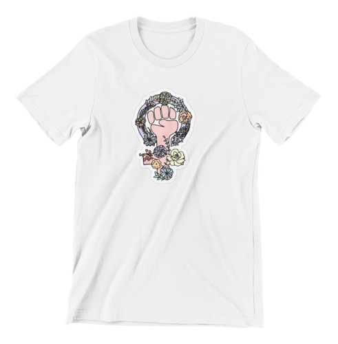 Polera - Femenista - Flores Logo - Juvenil 100% Algodón