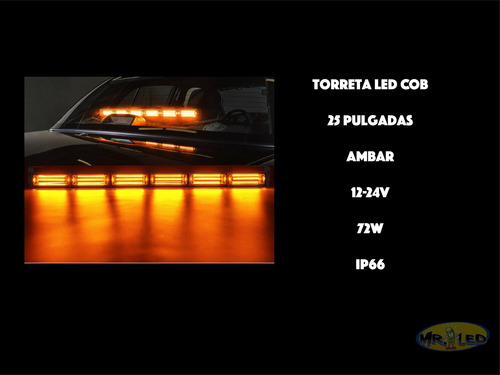 Torreta Barra Estrobo Ambar Led Cob 6 Modulos