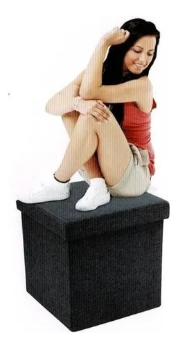 Taburete Plegable Con Asiento Cojín Cubo 38x38cm Beige