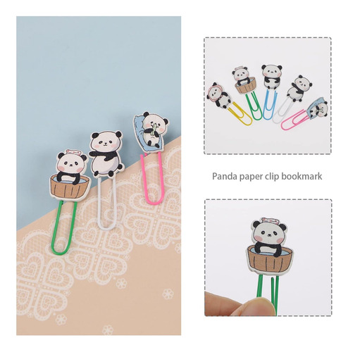 Micro Traders 40pcs Cute Panda Paperclips Bookmarks Metal Pl