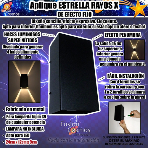 Imagen 3 de 10 de Difusor Aplique Bidireccional Efecto Rayos X Luz Indirecta