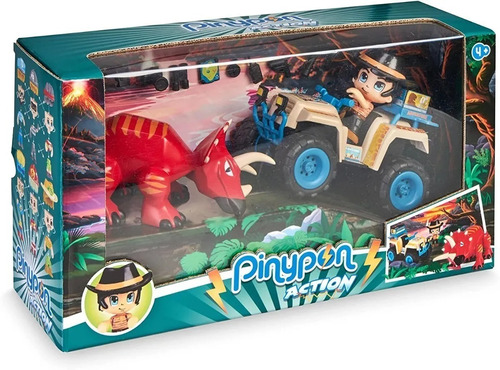 Pinypon Action Wild Cuatriciclo + Figura + Dinosaurio Orig