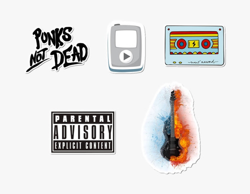 Imagen 2 de 5 de Pack De 20 Stickers Varios Música (p023)