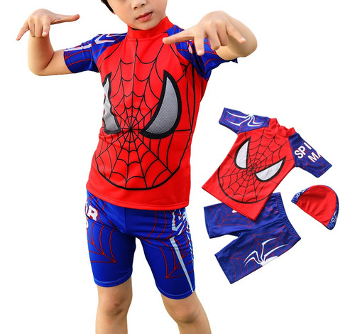 3pzs Lycra Trajes De Baño Spiderman Ropa De Playa Para Niños
