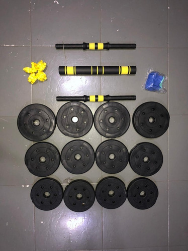 Imagem 6 de 7 de Kit Halteres De Anilhas E Barras Fitness 20kg