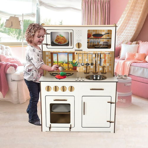 Cocina De Madera Para Chicos Cocinita De Juguete Infantil Color Violeta
