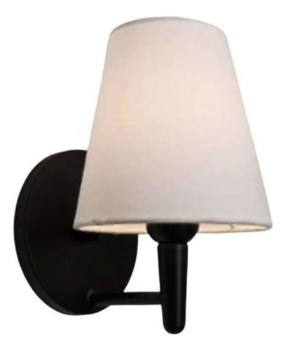 Arandela Parede Cone Vivare Md-2004 Base Preto Cúpula em Tecido Branco -