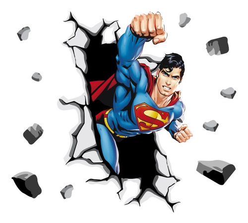 Imagen 1 de 3 de Vinilos Decorativos Superheroes Atravesando Pared 120x100cm