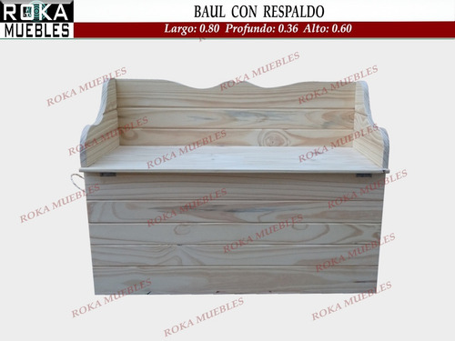 Imagen 2 de 5 de Baul Con Respaldo Asiento Pino 80 Roka