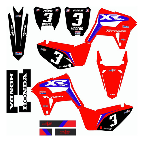 Kit Gráfico Para Biker R1de Xr250 Tornado Ades1vo Fino Kr-08