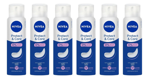 Desodorante Aero Nivea 150ml Fem Protect & Care - Kit C/ 6un