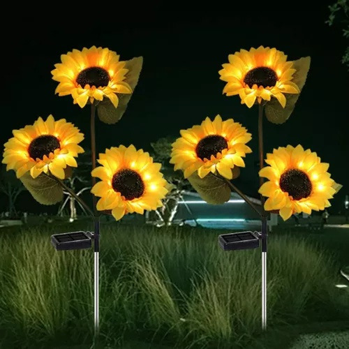 2kit Lâmpada De Gramado Para Decoração De Girassol, Led