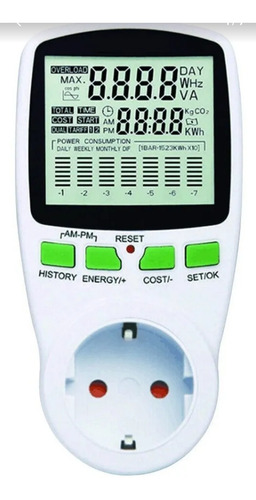 Imagen 1 de 1 de Medidor De Consumo Electrico 220v Schuko Kwh