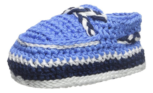 Jefferies Calcetines Baby-boys Hand Crochet Deck Bootie, Azu