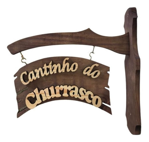 Placa Cantinho Churrasco Decoração Rancho Chácara Cor Marrom