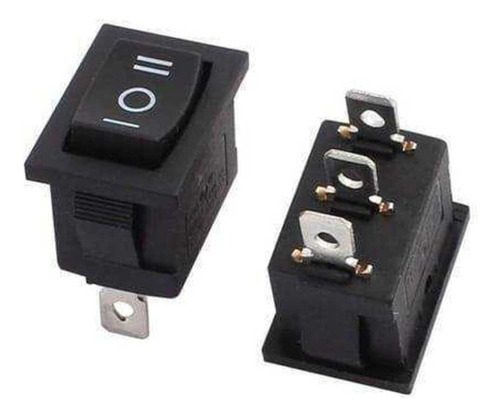 Llave Tecla On-off-on Kcd11 Rocker 3a Negra 3-pin 15mm