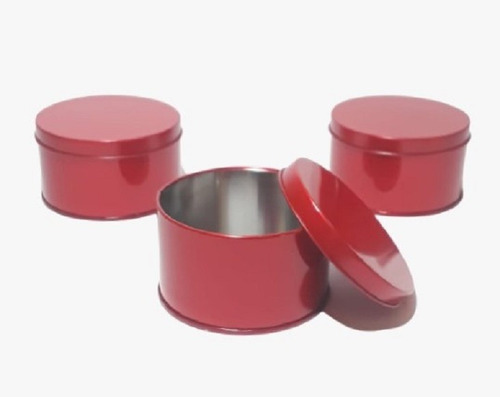 Imagem 3 de 4 de Latinha De Metal Esmaltada Lata Redonda Lembrancinhas Luxo
