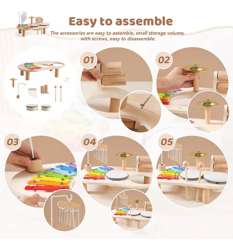 Juguetes De Instrumentos Musicales De Madera Para Bebés,