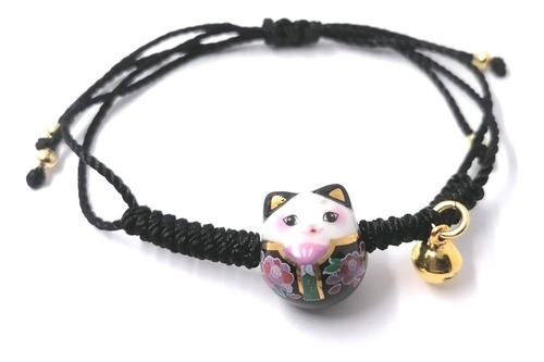 Pulsera Gato Maneki Neko En Porcelana. 