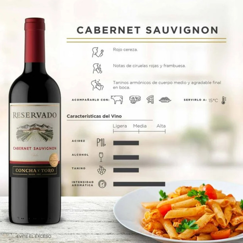 Vino Tinto Concha Y Toro Reservado Cabernet Sauvignon 750 Ml