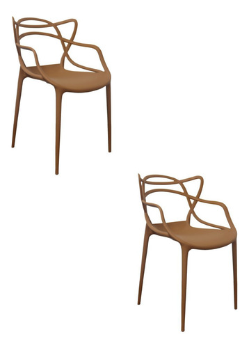 Kit 2 Cadeiras Polipropileno Alegra Espresso Móveis Wt