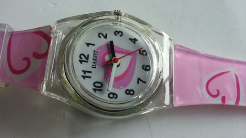 Reloj Quartz Corazon Rosa Dakot Funciona Imperdible