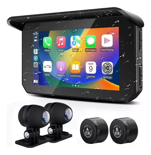 5 Pulgadas Motocicleta Gps Carplay Inalámbrico Android Auto