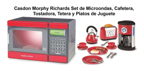 Set Microondas Cafetera Tostadora Tetera Y Platos De Juguete