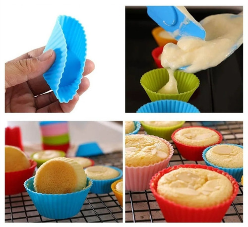 24 Moldes Para Cupcakes Reutilizable De Silicona Capacillo