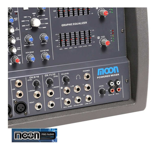 Imagen 5 de 5 de Consola Potenciada Mixer Moon M6612 12 Canales 300w Eq-nueva