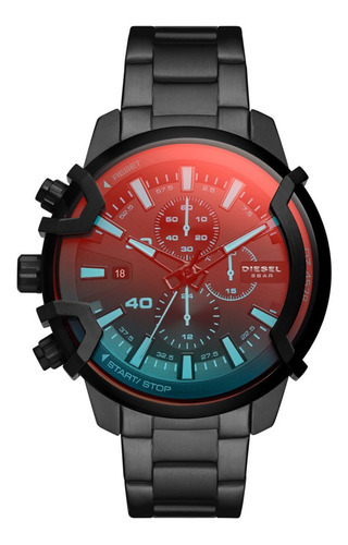 Reloj cronógrafo negro con grifo Diesel Dz4578B1, correa de color negro