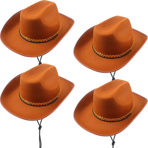 Paquete De 4 Sombreros De Vaquero Con Cierre Frontal Para Ad