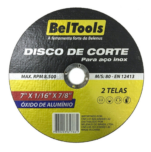 Disco De Corte 7 Pol Para Aço Inox Beltools - 10 Unidades
