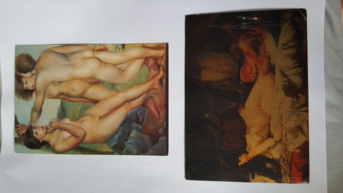 Lote 4 Fotos De Pinturas Antiguas Desnudos Tamaño Postal
