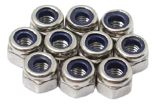 Tuerca Hexagonal M10 Con Seguro Nylon 10 Unid