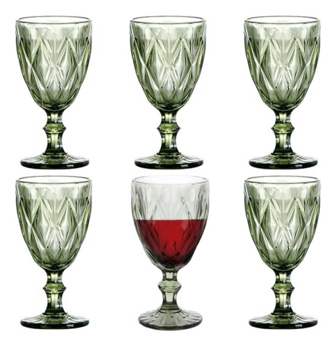 Vasos Verdes Para Beber, Copas De Vino, Juego De 6 Cristaler